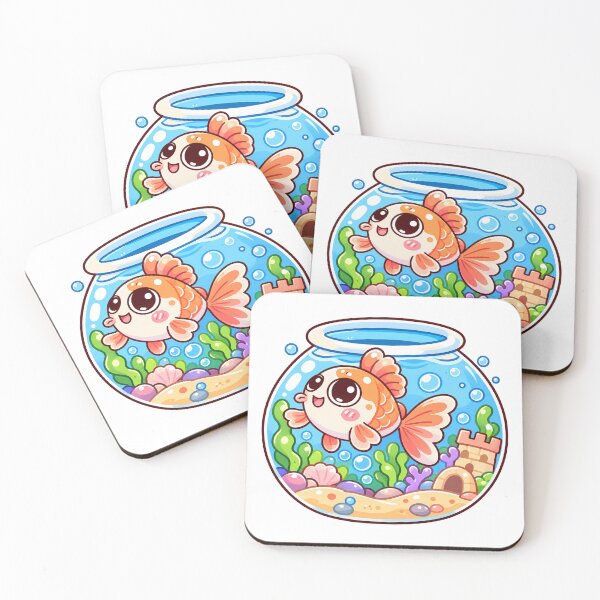 Item preview, Kawaii Goldfish in Fishbowl Cute Orange Fish Underwater Cartoon designed and sold by mumeaw.