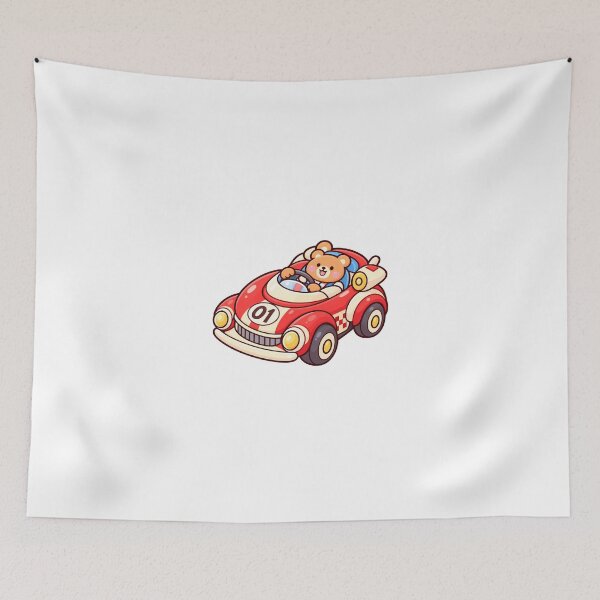 Item preview, Kawaii Teddy Bear Race Car Cute Red Vintage Racing Cartoon designed and sold by mumeaw.