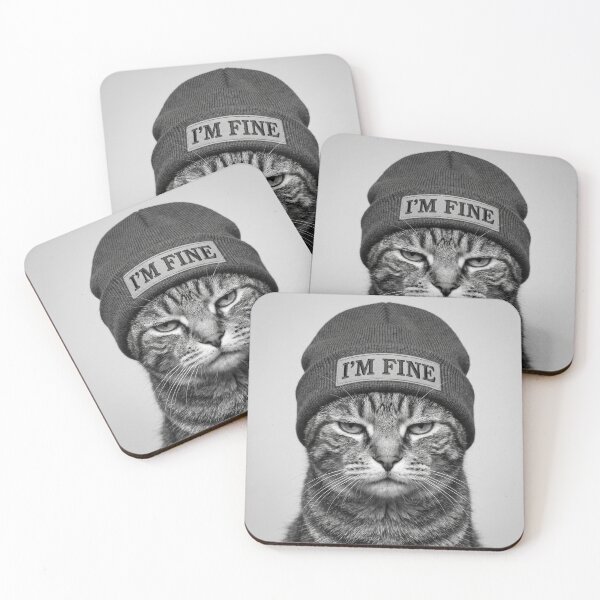 Item preview, Grumpy Cat Wearing Beanie Im Fine Funny Cat Lover T-Shirt designed and sold by Dream Hunter.