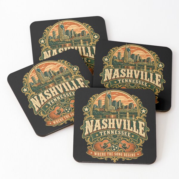 Item preview, Nashville Sunset Skyline & Crossed Acoustic Guitars designed and sold by Fenay Designs.