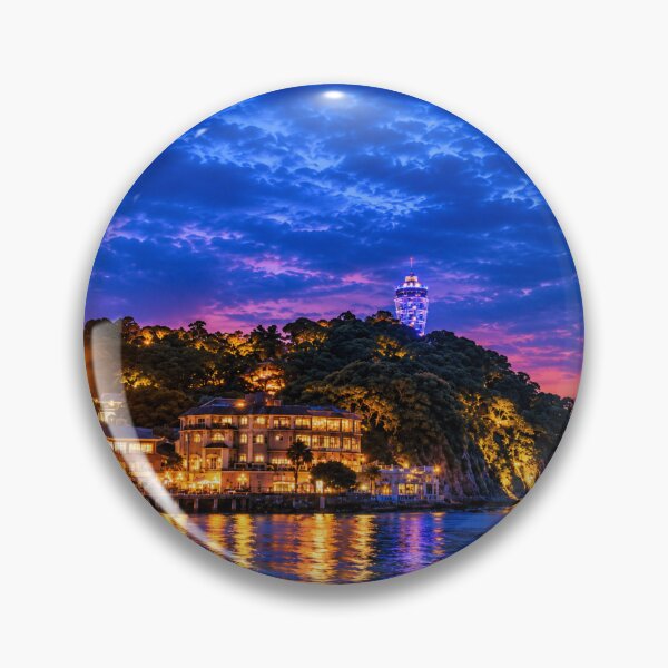 Item preview, Enoshima Blue Hour – Illuminated Island & Coastal Reflections designed and sold by Plus91BIRD.