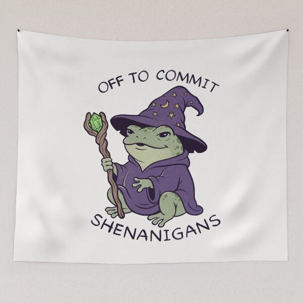 Item preview, Off to commit shenanigas, Funny wizard frog designed and sold by Madzilla Wear.