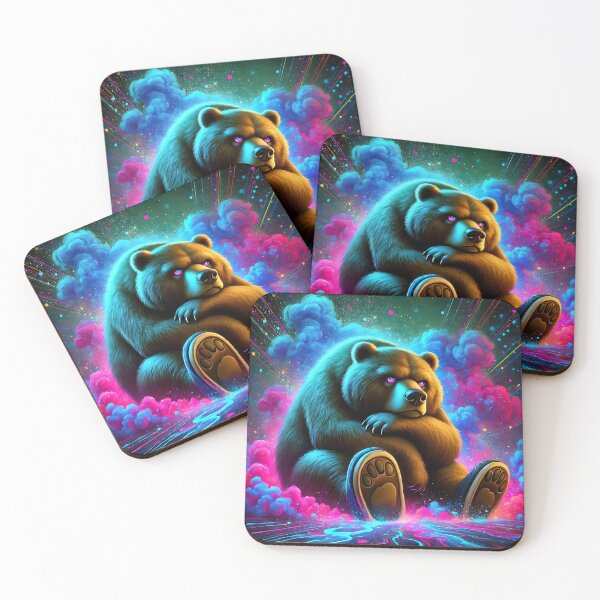 Item preview, Grumpy Grizzly Bear | Neon Fantasy Animal Art designed and sold by ksgraphics222.