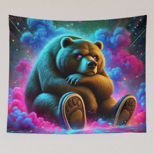 Item preview, Grumpy Grizzly Bear | Neon Fantasy Animal Art designed and sold by ksgraphics222.