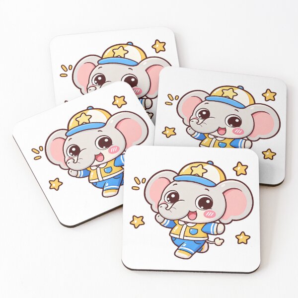 Item preview, Kawaii Baby Elephant Cartoon Cute Happy Elephant in Star Cap designed and sold by mumeaw.