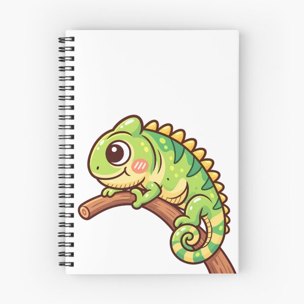 Item preview, Kawaii Chameleon on Branch Cute Green Lizard Reptile Cartoon designed and sold by mumeaw.