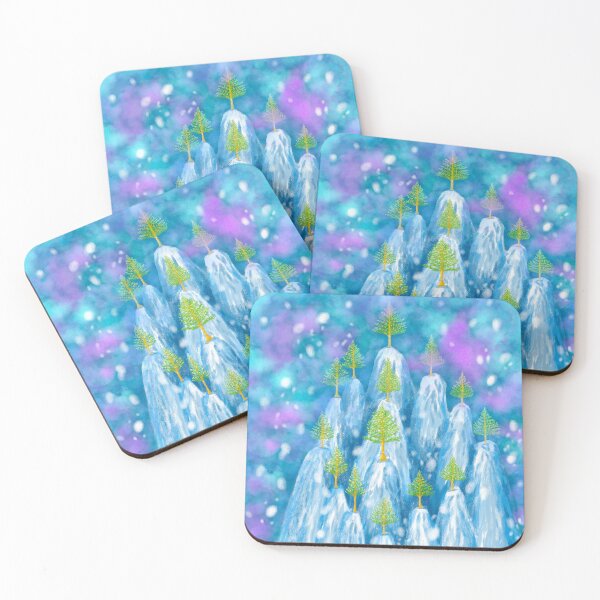 Item preview, A dreamlike cluster of wooden houses on snowy mountains designed and sold by greenPQBstudio.