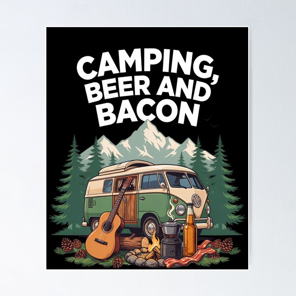 Item preview, Happy Camper Camping, Beer And Bacon Art Design Gift designed and sold by fantasticdesign.