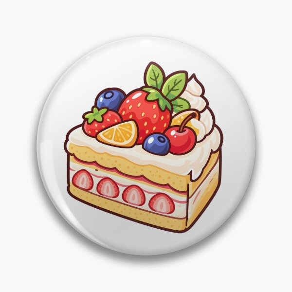 Item preview, Kawaii Strawberry Shortcake Slice Cute Fruit Cake Dessert Cartoon designed and sold by mumeaw.