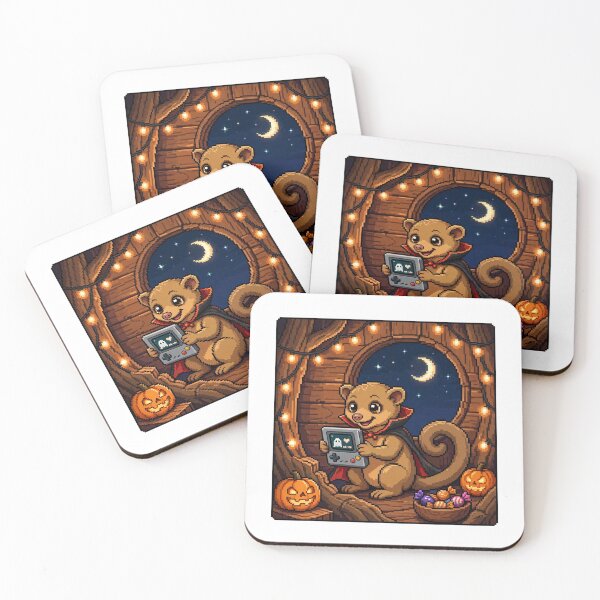 Item preview, Kinkajou Vampire Gamer Halloween Pixel Art designed and sold by Ebodega.