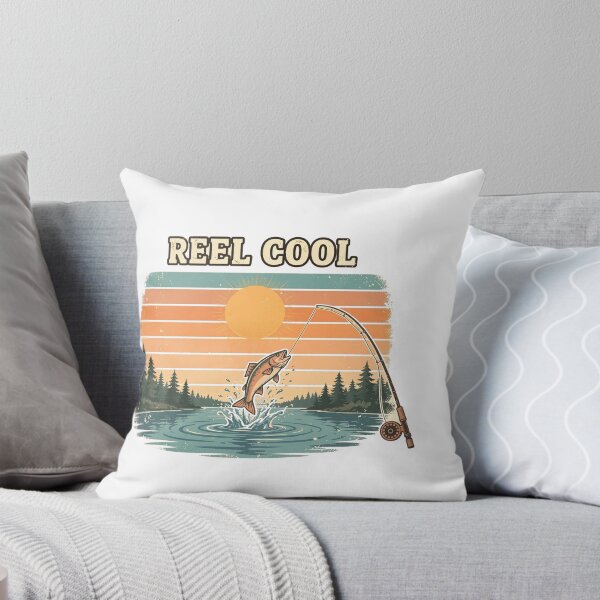 Item preview, Reel Cool – Vintage Fishing Poster Lake Sunrise designed and sold by CozyCornerDesigns.