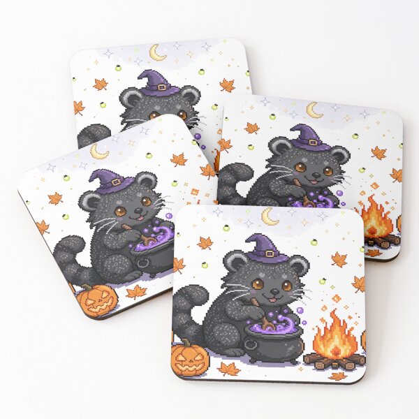Item preview, Binturong Witch Campfire Halloween Pixel Art designed and sold by Ebodega.