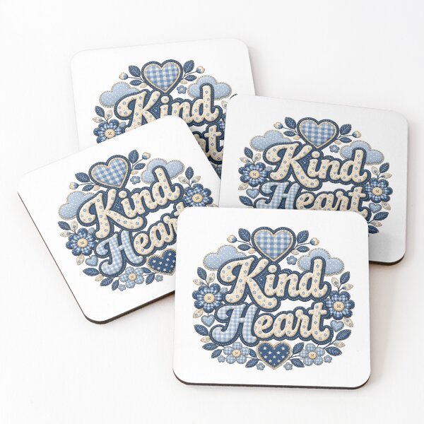 Item preview, Kind Heart Vintage Stitched Floral Design - Inspirational Blue Patchwork Graphic designed and sold by adlkh.