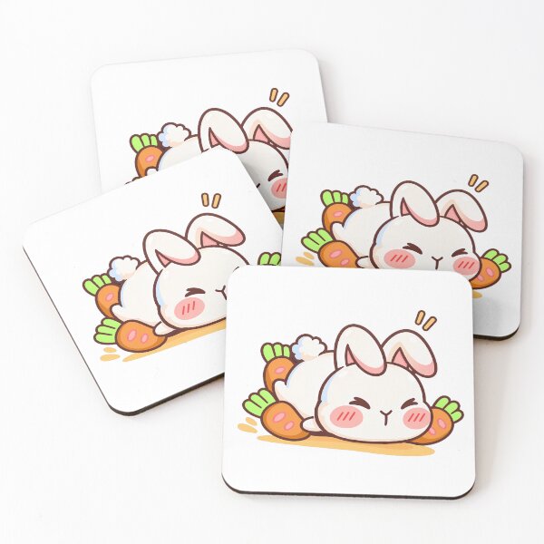 Item preview, Kawaii Bunny with Carrots Cute Fluffy White Rabbit Cartoon designed and sold by mumeaw.