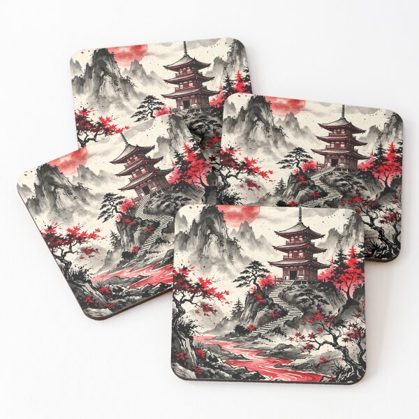 Item preview, Japanese Pagoda Under Crimson Moon designed and sold by Faissal Thomass.