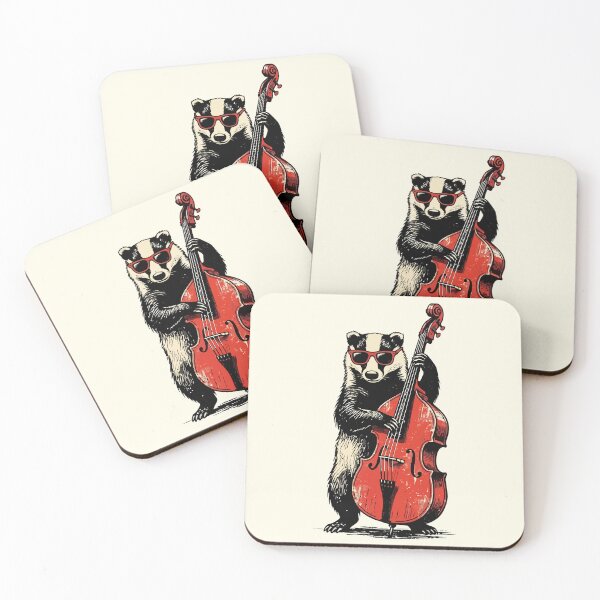 Item preview, Cool Badger Playing Double Bass Upright Bass Jazz designed and sold by Amir Faysal.