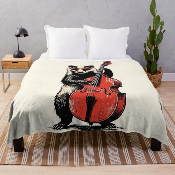 Item preview, Cool Badger Playing Double Bass Upright Bass Jazz designed and sold by Amir Faysal.