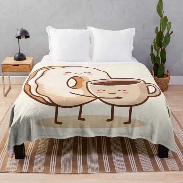Item preview, Cute Donut Hugging Coffee Cup Breakfast Sweet Friends Art designed and sold by Amir Faysal.