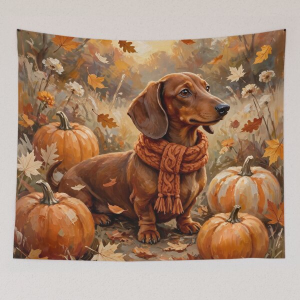 Item preview, Grateful Dachshund — Fall Pumpkin Patch Pup designed and sold by LongDogPrintsCo.