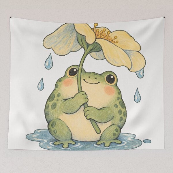 Item preview, Cute Froggy Rainy Day with Flower Umbrella designed and sold by Where to buy.