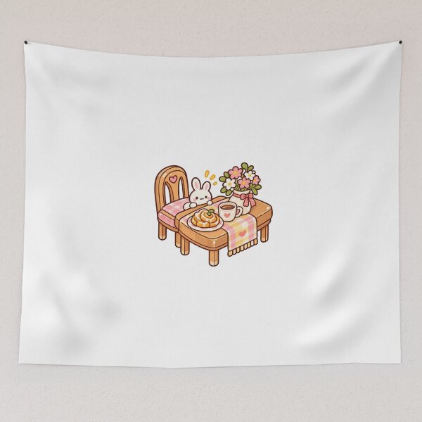 Item preview, Kawaii Bunny Tea Party Cute Rabbit with Cinnamon Roll Cozy Cottagecore designed and sold by mumeaw.