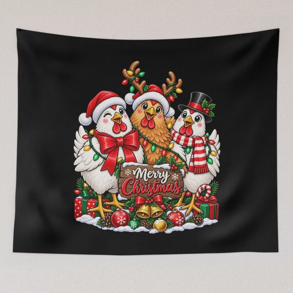 Item preview, Festive Chickens with Christmas Cheer designed and sold by rafaeltto.