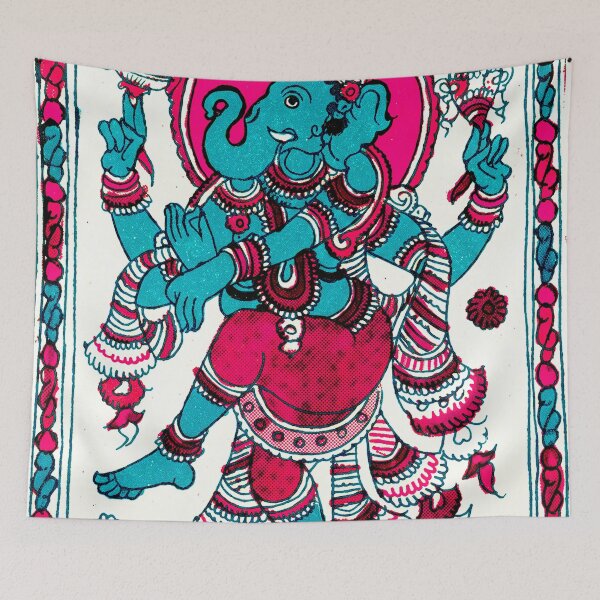 Item preview, Dancing Ganesha with Mouse Indian Print in Pink designed and sold by Fani*.