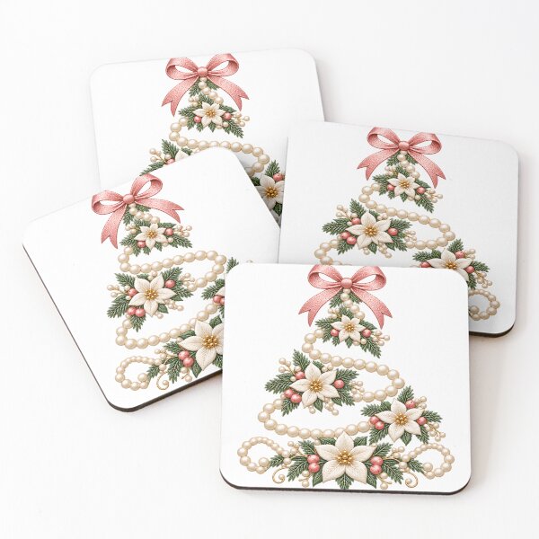 Item preview, Pearl Christmas Tree Pink Bow Floral Holiday designed and sold by DesignArtist.ia.