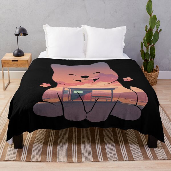 Item preview, Smiling Shiba Inu Bus Stop Sunset designed and sold by mustbewhy.