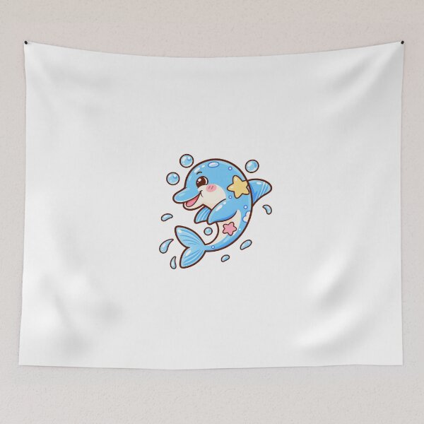 Item preview, Kawaii Blue Dolphin Splash Cute Smiling Ocean Animal Cartoon designed and sold by mumeaw.