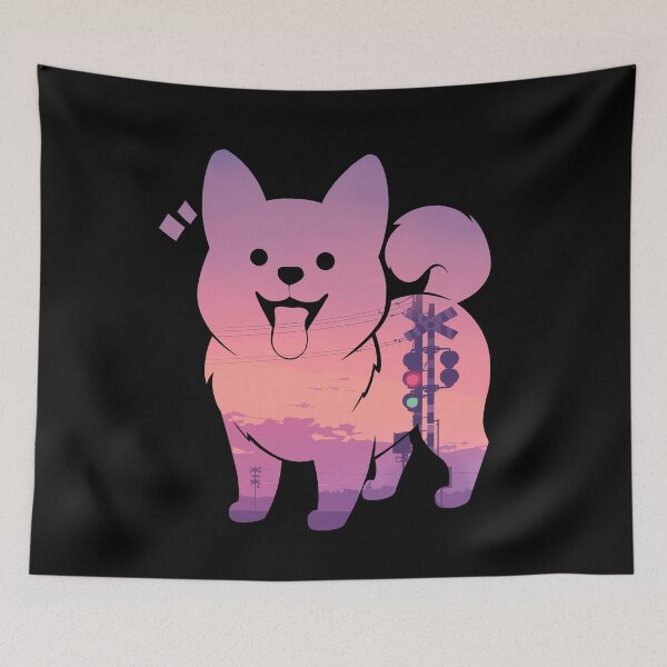 Item preview, Cute Dog Japanese Sunset designed and sold by mustbewhy.