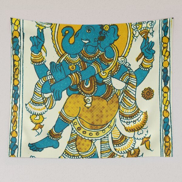 Item preview, Dancing Ganesha with Mouse Indian Print in Blue designed and sold by Fani*.