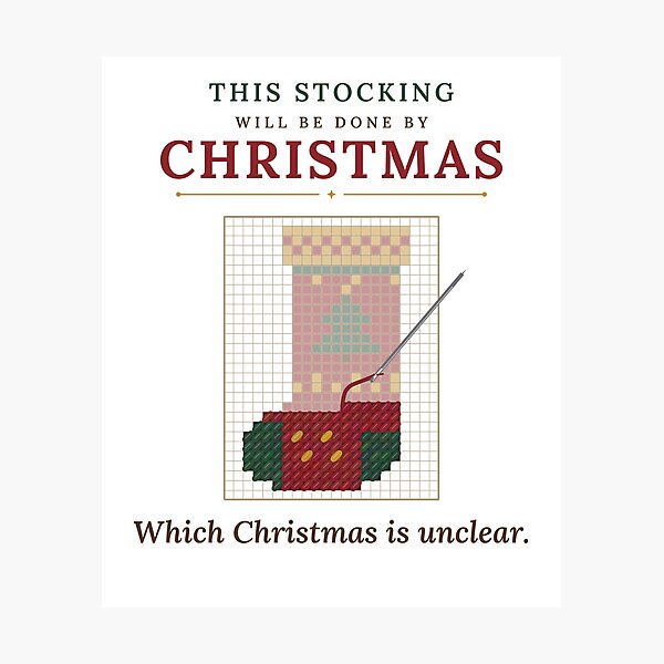 Item preview, Funny Needlepoint Christmas Stocking – Which Christmas Is Unclear designed and sold by JBprints.