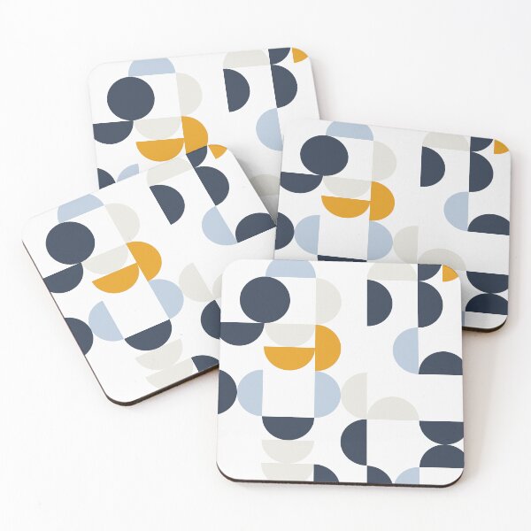 Item preview, Mid Century Geometric Circles in Navy, Mustard Yellow, Light Grey and Light Blue designed and sold by Kelly Dietrich Mandalas & Colorful Patterns.