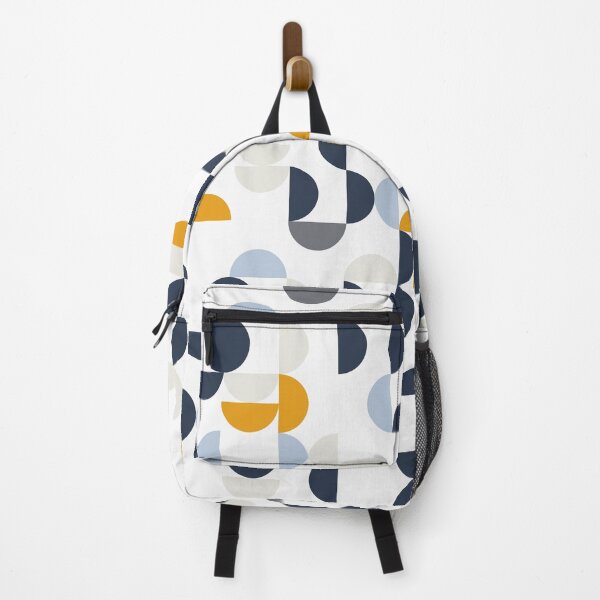 Item preview, Mid Century Geometric Circles in Navy, Mustard Yellow, Light Grey and Light Blue designed and sold by Kelly Dietrich Mandalas & Colorful Patterns.