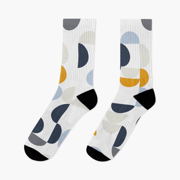 Item preview, Mid Century Geometric Circles in Navy, Mustard Yellow, Light Grey and Light Blue designed and sold by Kelly Dietrich Mandalas & Colorful Patterns.
