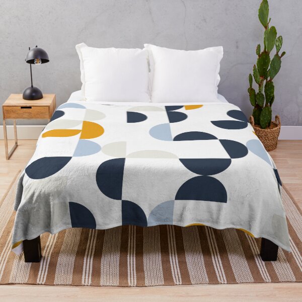 Item preview, Mid Century Geometric Circles in Navy, Mustard Yellow, Light Grey and Light Blue designed and sold by Kelly Dietrich Mandalas & Colorful Patterns.