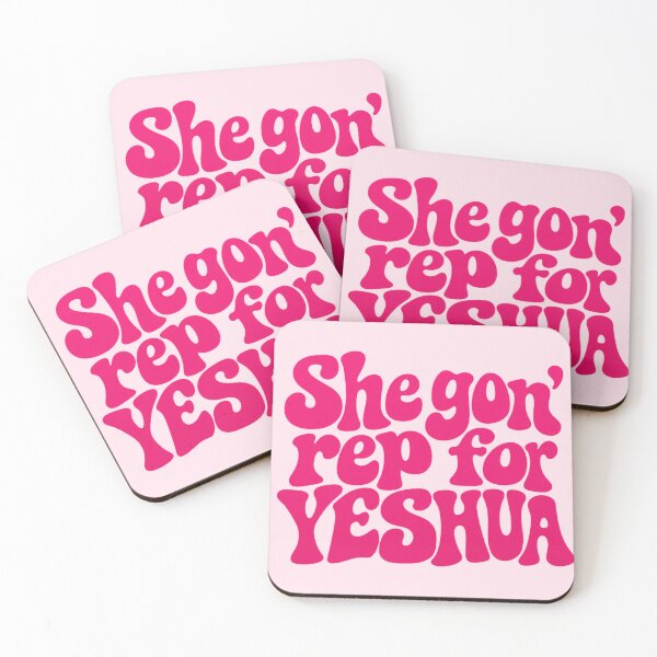 Item preview, She Gon’ Rep for Yeshua, Groovy Hot Pink Christian Typography, Retro Faith Based Statement Design designed and sold by EatPrayLive.