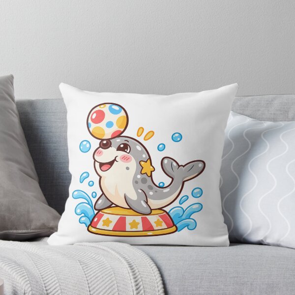 Item preview, Kawaii Seal Balancing Colorful Ball Cute Circus Sea Animal Cartoon designed and sold by mumeaw.