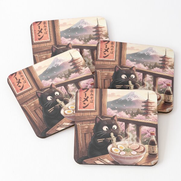 Item preview, Cute Black Cat Eating Japanese Ramen designed and sold by Faissal Thomass.