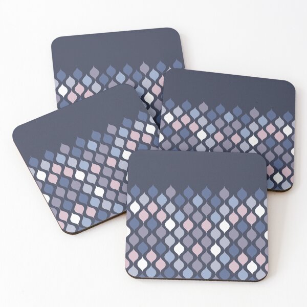 Item preview, Mid Century Modern Geometric Ogee Pattern in Shades of Blue and Purple designed and sold by Kelly Dietrich Mandalas & Colorful Patterns.