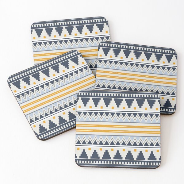 Item preview, Modern Striped Tribal Pattern in Navy Blue, Mustard Yellow, Grey and White designed and sold by Kelly Dietrich Mandalas & Colorful Patterns.