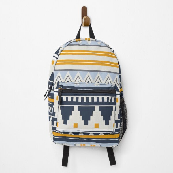 Item preview, Modern Striped Tribal Pattern in Navy Blue, Mustard Yellow, Grey and White designed and sold by Kelly Dietrich Mandalas & Colorful Patterns.