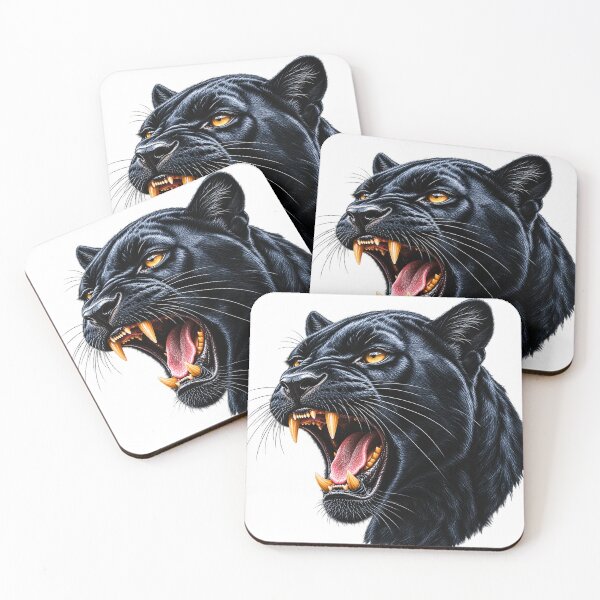 Item preview, Roaring Black Panther Golden Eyes Dark Art designed and sold by ModernPrints Lab.
