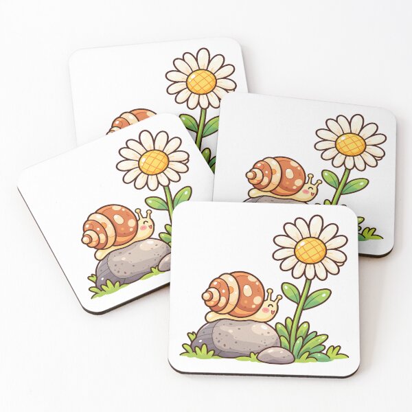 Item preview, Kawaii Snail and Daisy Flower Cute Smiling Garden Snail Cottagecore Cartoon designed and sold by mumeaw.