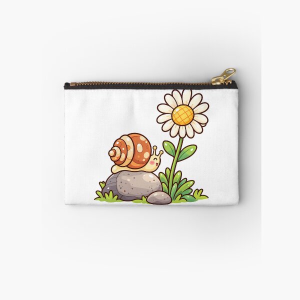 Item preview, Kawaii Snail and Daisy Flower Cute Smiling Garden Snail Cottagecore Cartoon designed and sold by mumeaw.