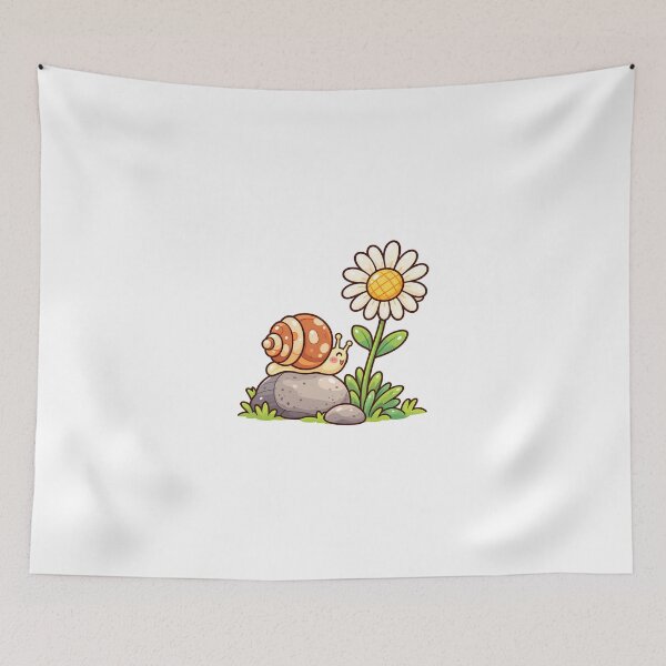 Item preview, Kawaii Snail and Daisy Flower Cute Smiling Garden Snail Cottagecore Cartoon designed and sold by mumeaw.