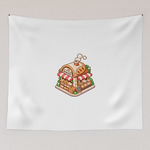 Item preview, Kawaii Bakery Shop Cute Isometric Bread Store Cozy Cottagecore Cartoon designed and sold by mumeaw.