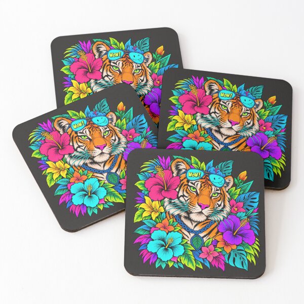 Item preview, WOW! Neon Tiger Tropical Floral designed and sold by Aimetoi.