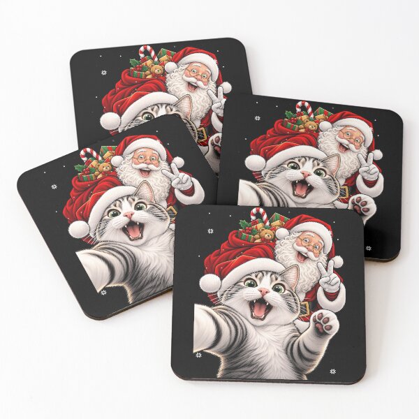 Item preview, Joyful Cat and Santa Selfie for the Holidays designed and sold by rafaeltto.